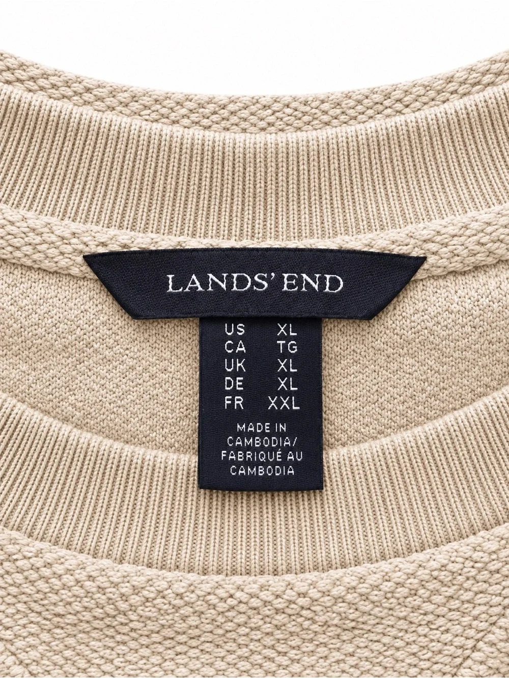 Lands' End Men's Crewneck Sweater in Light Beige